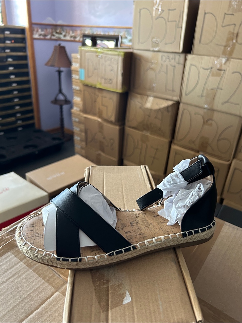 Journee Collection Black Cross‑Strap Espadrille Sandal (Wide) - Picture 3 of 4